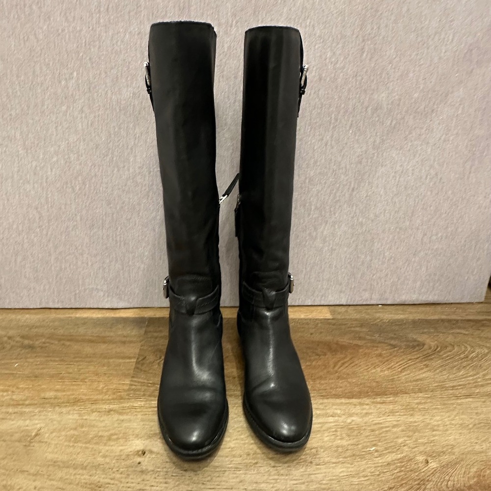 Sam Edelman Ponce Black Soft Leather Riding Boots Knee-High‎ Size 6.5 - Picture 4 of 13